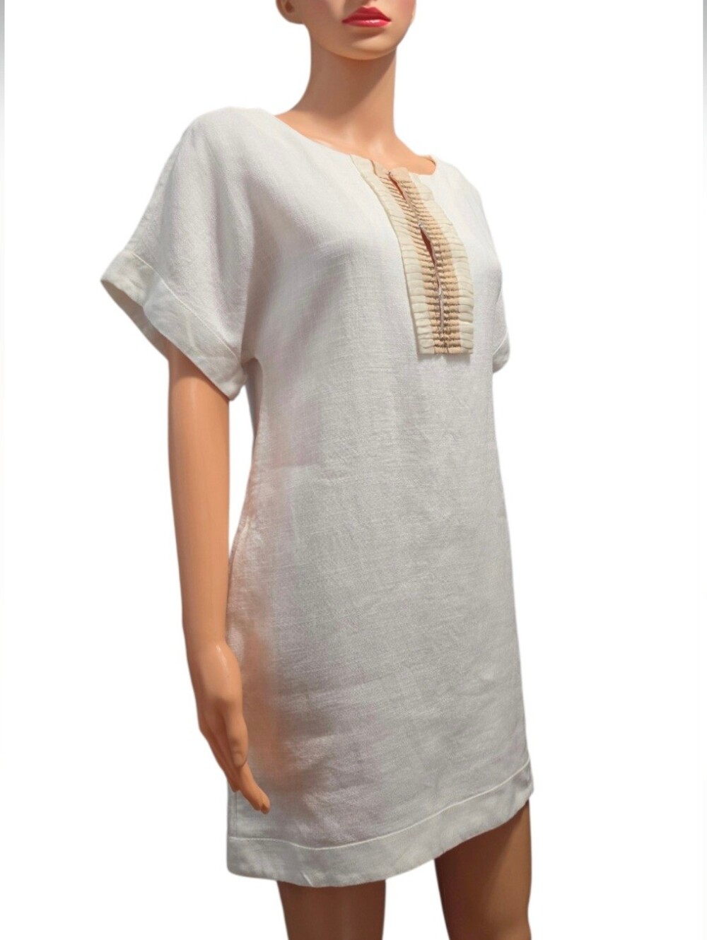 Piazza Sempione Linen-Blend Minimalist Old Money Shift Dress Made In Italy 42(S)